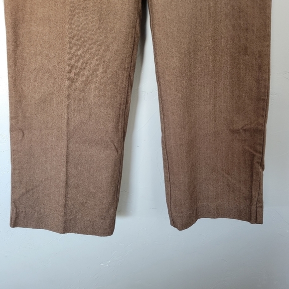 L.L. Bean Classic Fit 14 Brown Work Pants Dressy Workwear Trousers Herringbone - Picture 4 of 7